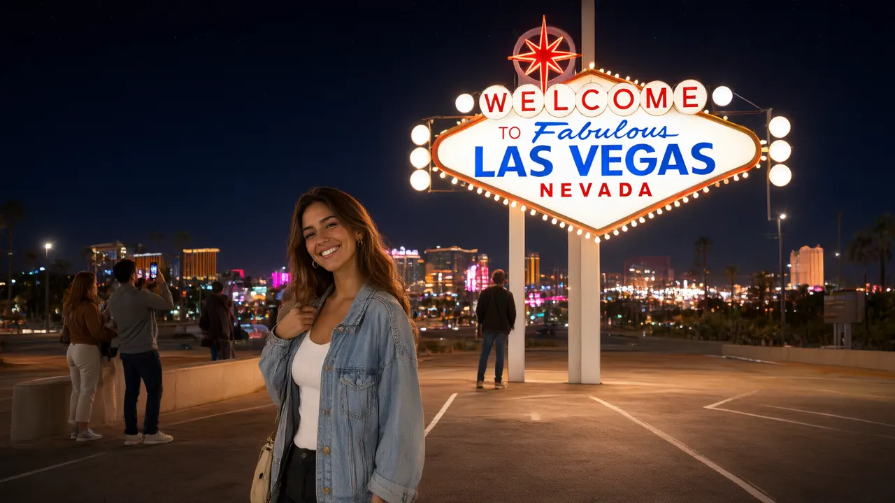 Person taking a photo at the Welcome to Fabulous Las Vegas Sign