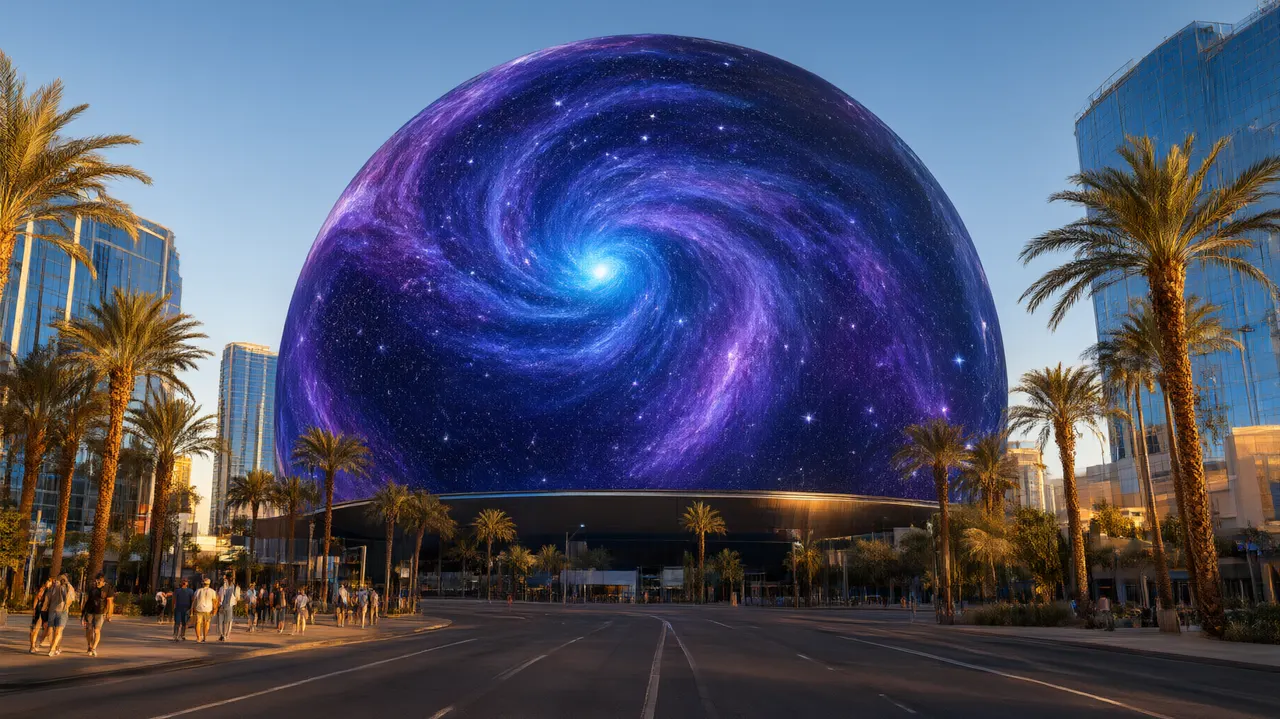 The Sphere in Las Vegas displaying a visual